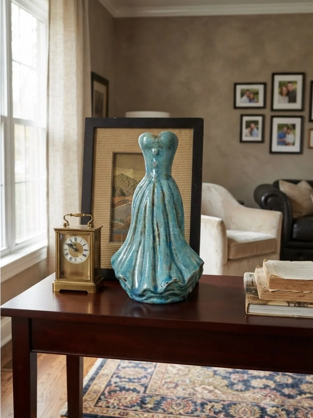 Vintage 1990s Blue Crackle Dress Silhouette Vase